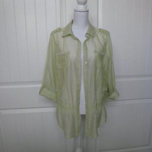 Chico's Sheer Long Shirt with Roll-up Sleeves